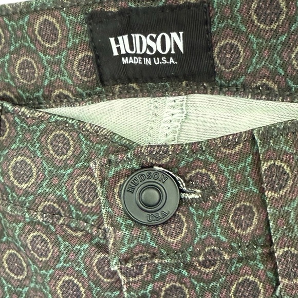 Hudson Jeans Green and Brown Patterned Midrise Size 24 - Picture 7 of 9